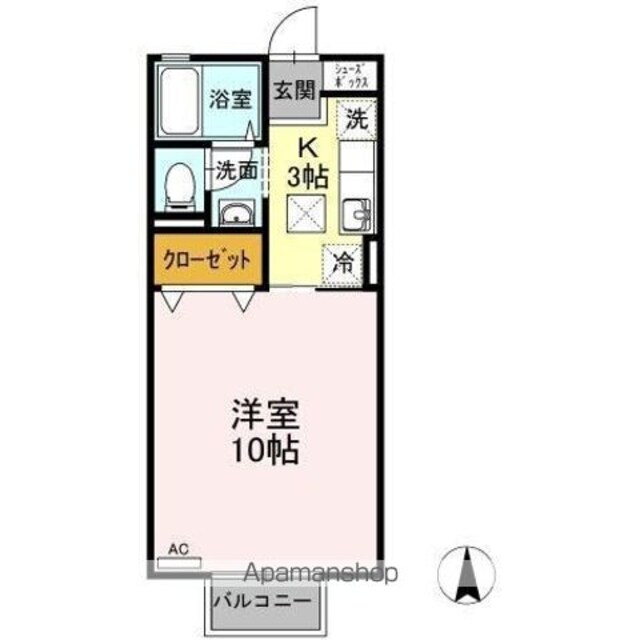 シャインポート屋島　Ｅ・Ｆ棟[1K/29.81m2]の間取図