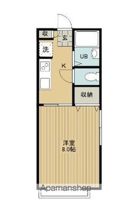 シャインコート[1K/26.5m2]の間取図