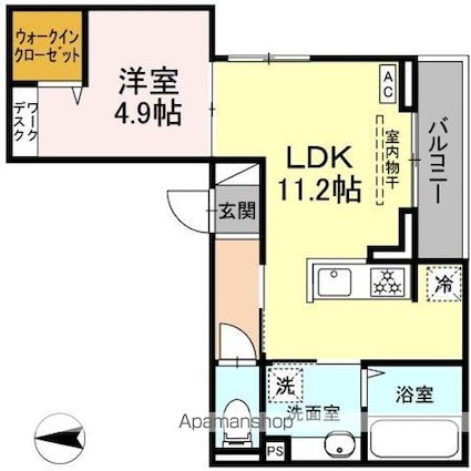 セレスティア開成　Ｂ棟[1LDK/40.51m2]の間取図