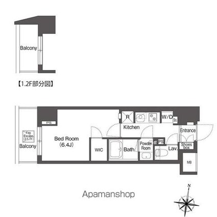 コンフォリア森下リバーサイド[1K/25.62m2]の間取図
