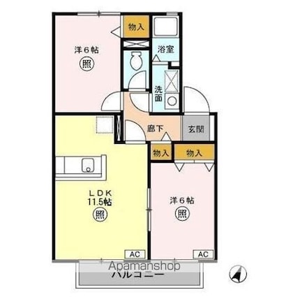 クレール[2LDK/53.49m2]の間取図