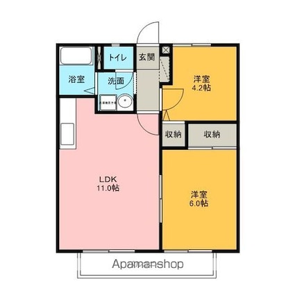 ドメーヌ・ドＡ[2LDK/47.54m2]の間取図