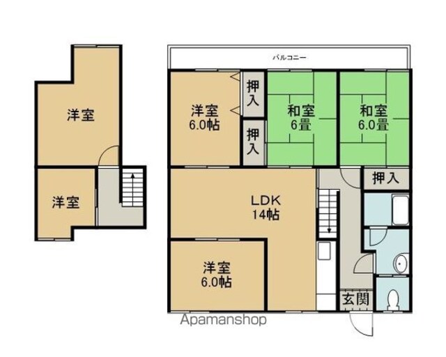 メゾンドール中寺[6LDK/100m2]の間取図