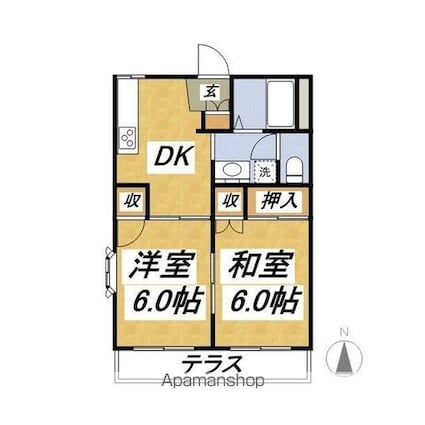 東京都練馬区氷川台４丁目[2DK/35.3m2]の間取図