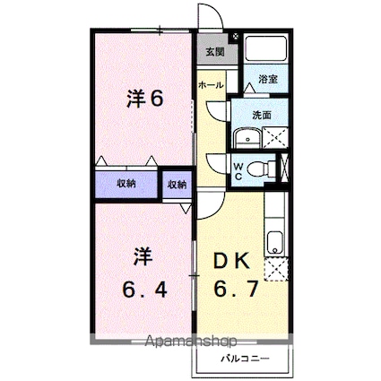 ニューハイツ前田　Ｂ[2DK/46.13m2]の間取図