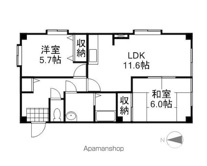 フォブールみはま[2LDK/54.65m2]の間取図