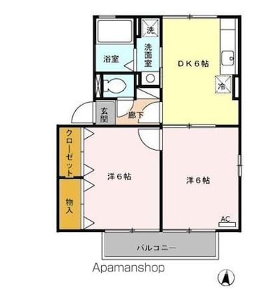 エーデルハイム[2DK/42.11m2]の間取図