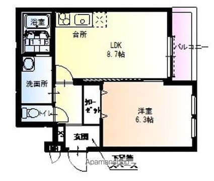和歌山県和歌山市寄合町[1LDK/36.54m2]の間取図