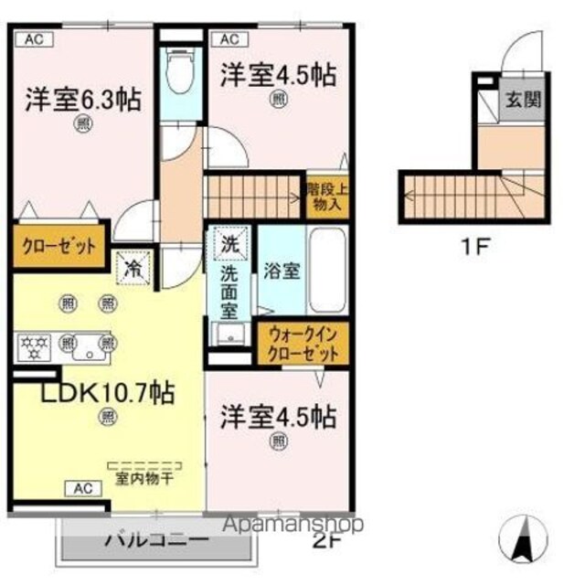 ルミクレアコート[3LDK/63.36m2]の間取図