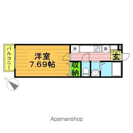 セナリオフォルム柏Ⅱ[1K/25.48m2]の間取図