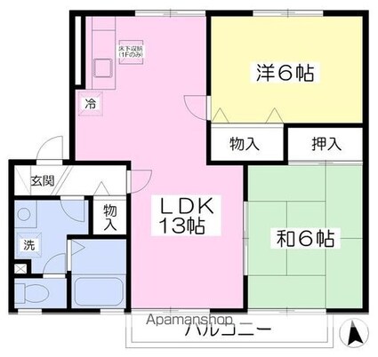 ブランシェ・プレジール　Ｂ棟[2LDK/55.44m2]の間取図