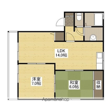 広島県広島市安佐南区川内５丁目[2LDK/54.81m2]の間取図