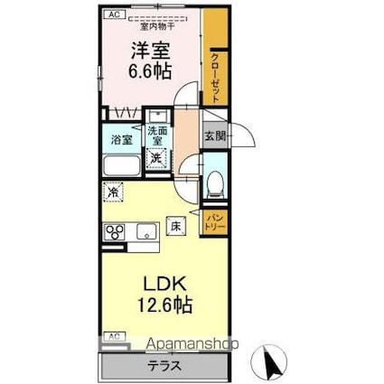 ボヌールＫ[1LDK/45.46m2]の間取図