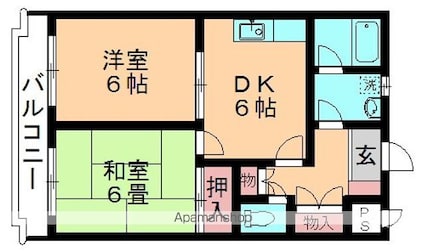 サンシティハイツつたえ[2DK/43.7m2]の間取図