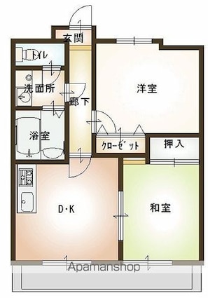 パルティールⅠ番館[2DK/53.3m2]の間取図