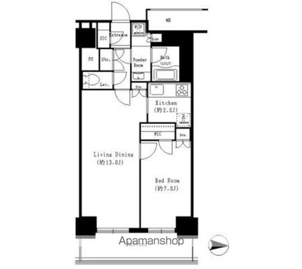 キャナルスクウェア豊洲[1LDK/55.53m2]の間取図