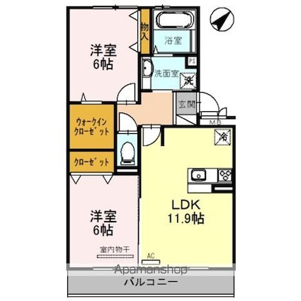 アルタ小柿ビュー[2LDK/58.07m2]の間取図