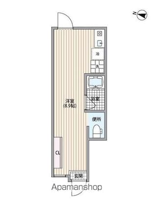 マーレ弦巻[1R/18.06m2]の間取図