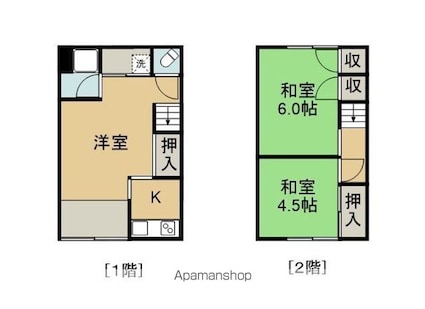 高尾アパート[3K/40m2]の間取図