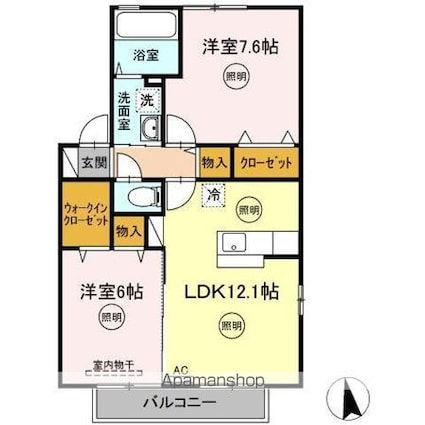 香川県高松市元山町[2LDK/59.58m2]の間取図