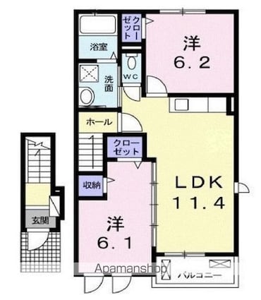 ラ・ヴィーニュ瀬戸[2LDK/55.86m2]の間取図