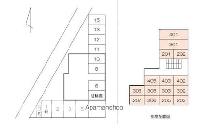 香川県高松市木太町[1K/20.07m2]の配置図