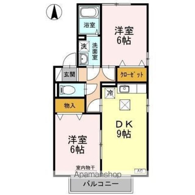 リッツハウス　ＡＳＵＫＡ　Ａ棟[2DK/50.38m2]の間取図