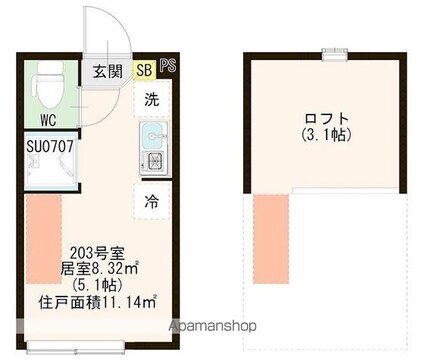 ハーモニーテラス上板橋Ⅱ[1R/11.14m2]の間取図