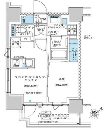 プレミスト板橋[1LDK/32.48m2]の間取図
