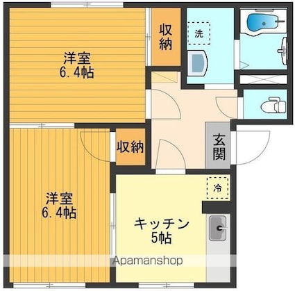 フレグランス平山Ｂ[2K/43m2]の間取図