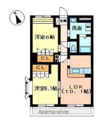 Ｐａｌａｚｚｏ　ｄｅｌ　ｓｏｌｅ[2LDK/51.66m2]の間取図