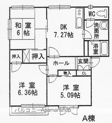 チェリーフレグランスＡ棟[3DK/58.84m2]の間取図