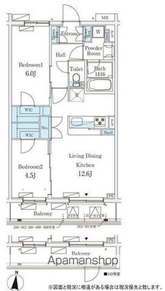 テラス杉並方南町[1LDK/54.87m2]の間取図
