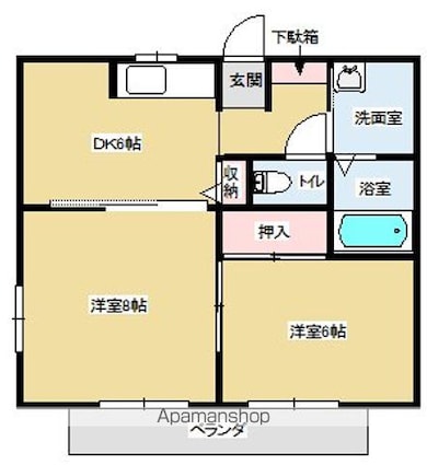 すがさわハイツⅢ[2DK/42.35m2]の間取図