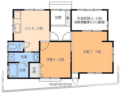 サンコーポＫＹ[2DK/49.01m2]の間取図