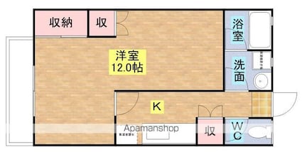 ミールハイツＣ[1K/37.26m2]の間取図
