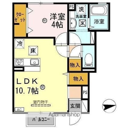 クレア　ド　ルーン　Ａ棟[1LDK/40.75m2]の間取図