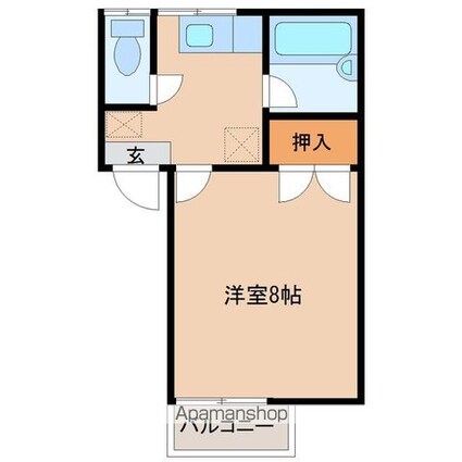 八木山ハイツ（西側）[1K/22.31m2]の間取図