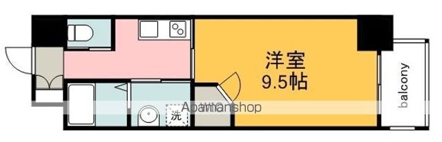 広島県広島市中区小町[1K/28.68m2]の間取図