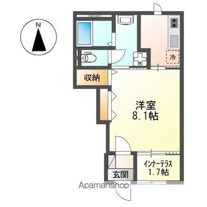 シャイン・ウェスト[1K/33.86m2]の間取図
