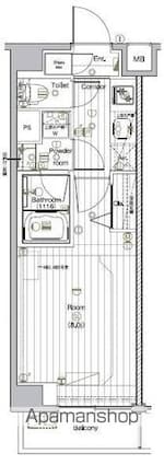 ＰＲＥＭＩＵＭ　ＣＵＢＥ　Ｇ　北新宿ＤＥＵＸ[1K/25.22m2]の間取図