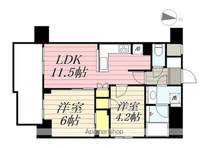 東京都中野区大和町１丁目[2LDK/50.09m2]の間取図