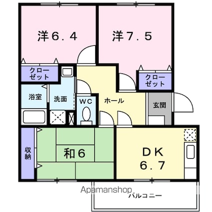 ミュゼ上町[3DK/55m2]の間取図