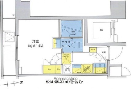 アジールコート北品川[1K/20.8m2]の間取図