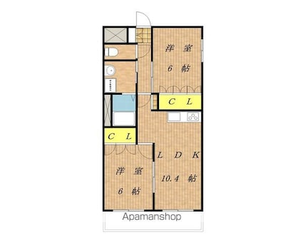 長野県伊那市荒井[2LDK/56.19m2]の間取図