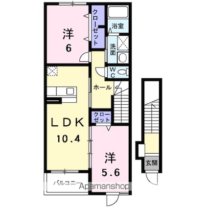 サンライズ彦根Ⅱ番館[2LDK/56.47m2]の間取図