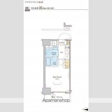 プラウドフラット両国[1K/25.2m2]の間取図
