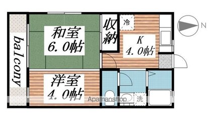 サニーハイツ園生[1K/30.5m2]の間取図