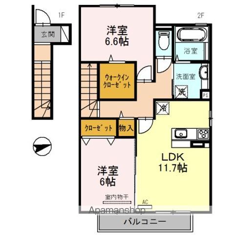 岩出市清水のアパートの間取り