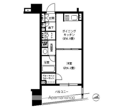 パークキューブ浅草田原町[1DK/31.39m2]の間取図